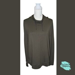 Green Relaxed Long Sleeve Hoodie Top Size Large